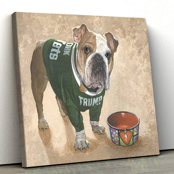Dog Square Canvas – Whats For Dinner – English Bulldog – Canvas Print – Canvas With Dogs On It – Dog Wall Art Canvas – Furlidays