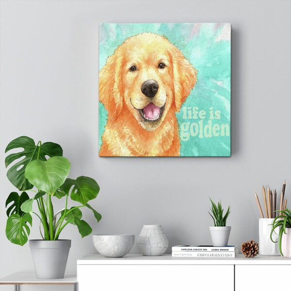 Dog Square Canvas – Life Is Golden Retriever – Canvas Print – Dog Canvas Print – Dog Poster Printing – Furlidays