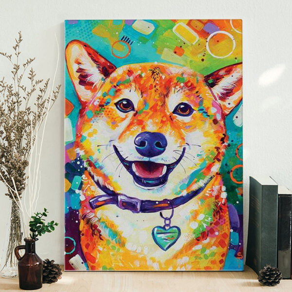 Portrait Canvas – Happy Shiba Inu – Canvas Print – Dog Canvas Print – Dog Wall Art Canvas – Furlidays