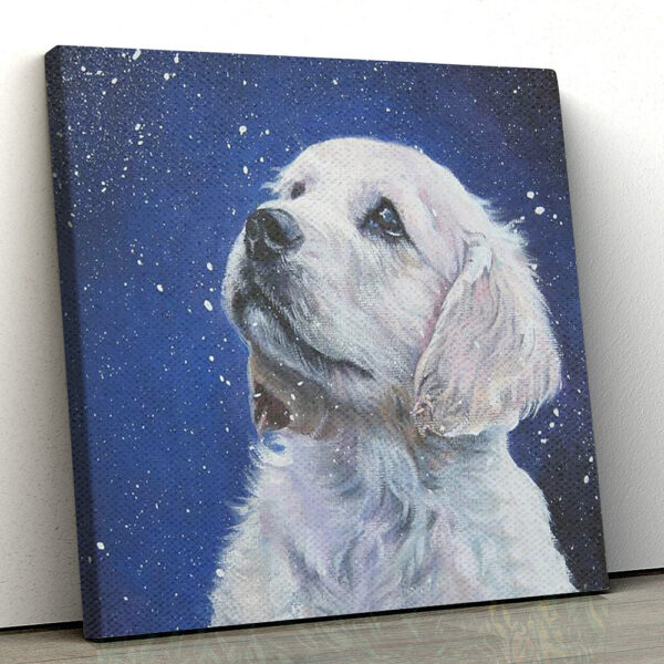 Dog Square Canvas – Golden Retriever Pup In Snow – Canvas Print – Dog Poster Printing – Dog Canvas Art – Dog Wall Art Canvas – Furlidays