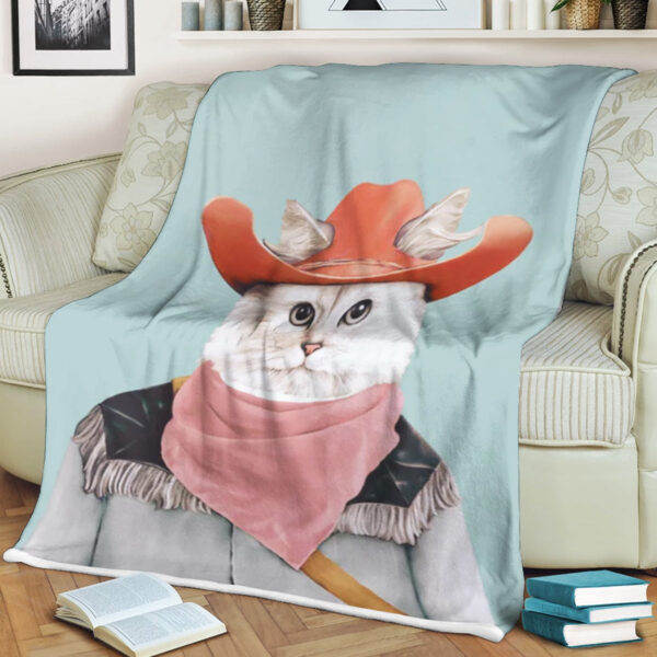 Cat Blanket For Couch – Rodeo Cat – Cat Fleece Blanket – Cat In Blanket – Blanket With Cats On It – Furlidays