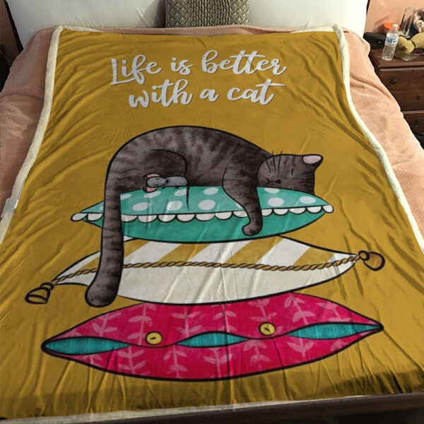 Cat Throw Blanket for Couch Sofa – Blanket With Cats – Cat Blanket – Cat Fleece Blanket – Life Is Better With Cat – Furlidays