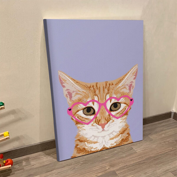 Cat Portrait Canvas – Orange Tabby Cute Hipster Glasses Kitten – Canvas Print – Cat Wall Art Canvas – Furlidays