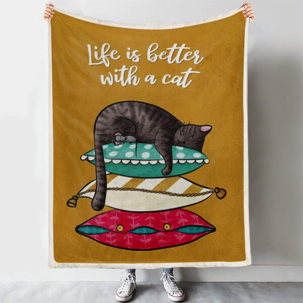 Cat Throw Blanket for Couch Sofa – Blanket With Cats – Cat Blanket – Cat Fleece Blanket – Life Is Better With Cat – Furlidays