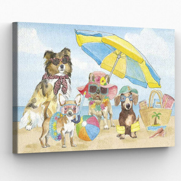 Dog Landscape Canvas – Summer Paws – Canvas Print – Dog Wall Art Canvas – Dog Poster Printing – Dog Canvas Art – Furlidays