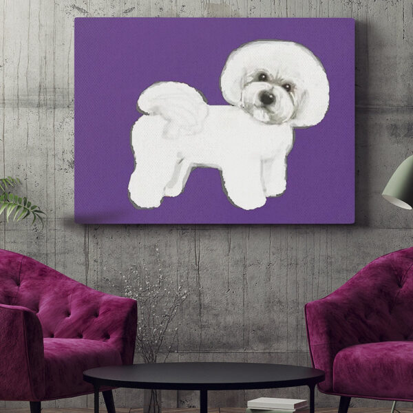 Dog Landscape Canvas – Bichon Frise Dog On Ultraviolet – Canvas Print – Dog Wall Art Canvas – Dog Canvas Print – Furlidays