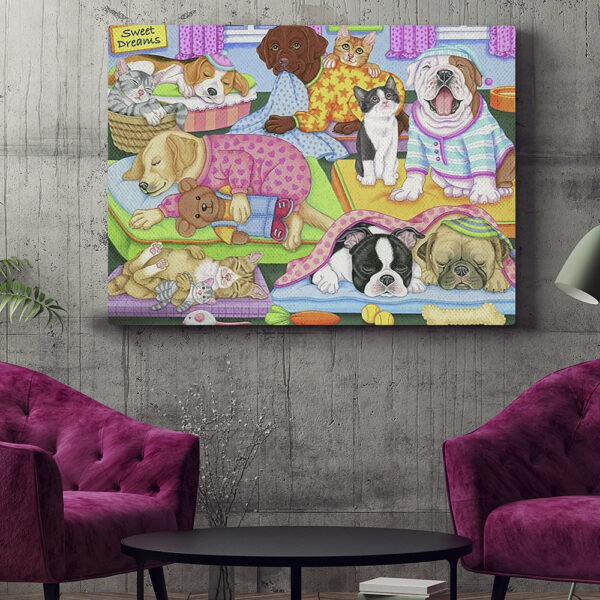 Dog Landscape Canvas – Sweet Dreams – Canvas Print – Dog Painting Posters – Dog Canvas Art – Dog Wall Art Canvas – Furlidays
