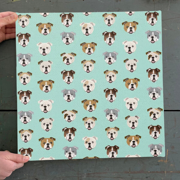 Dog Square Canvas – English Bulldog Pattern – Canvas Print – Dog Canvas Art – Dog Wall Art Canvas – Furlidays