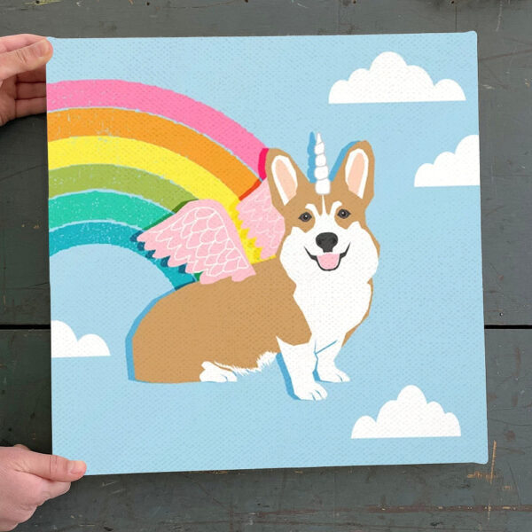 Dog Square Canvas – Corgicorn – Cute Pastel Corgi – Canvas Print – Dog Canvas Print – Dog Wall Art Canvas – Furlidays