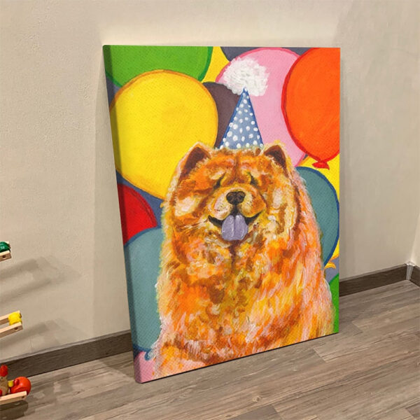 Dog Portrait Canvas – Chow Chow With Balloons – Canvas Print – Canvas With Dogs On It – Dog Canvas Art – Furlidays