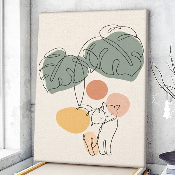 Cat Portrait Canvas – Cat Wall Art Canvas – Cat And Plant – Cats Canvas Print – Furlidays