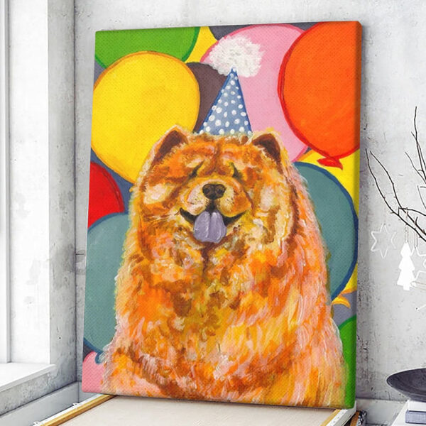 Dog Portrait Canvas – Chow Chow With Balloons – Canvas Print – Canvas With Dogs On It – Dog Canvas Art – Furlidays