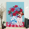 Portrait Canvas – Chinoiserie Vase And Jack Russell – Canvas Print – Dog Wall Art Canvas – Dog Canvas – Furlidays