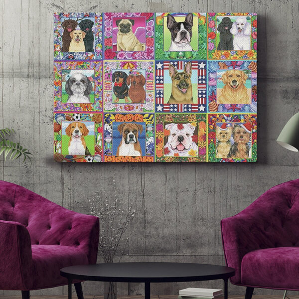 Dog Landscape Canvas – A Year Of Dogs – Canvas Print – Dog Painting Posters – Dog Canvas Art – Dog Wall Art Canvas – Furlidays