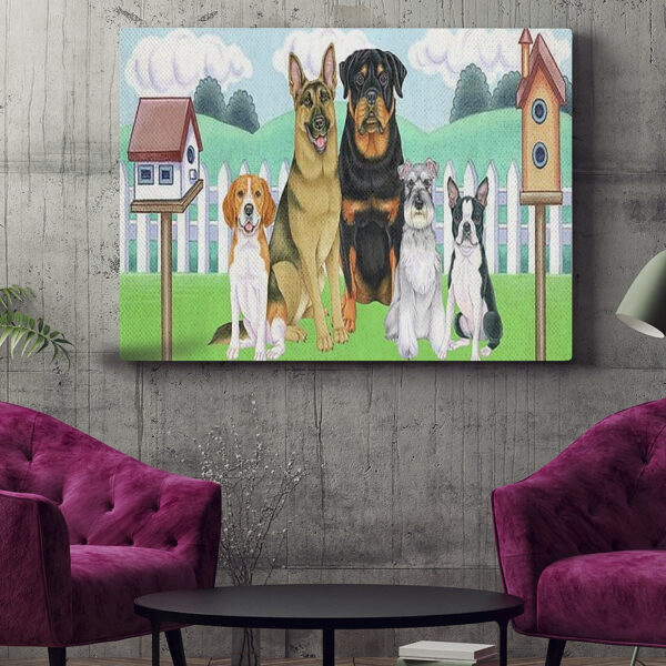 Dog Landscape Canvas – Great Outdoors Backyard – Canvas Print – Dog Painting Posters – Dog Canvas Art – Dog Wall Art Canvas – Furlidays