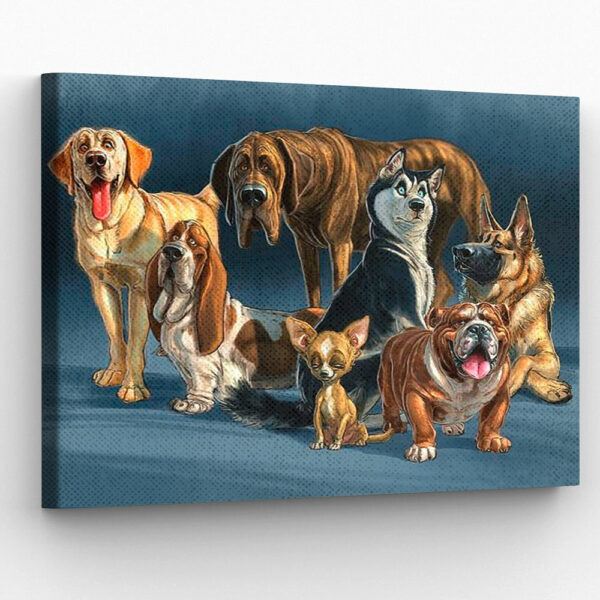 Dog Landscape Canvas – The Gang – Canvas Print – Dog Painting Posters – Dog Canvas Art – Dog Wall Art Canvas – Furlidays