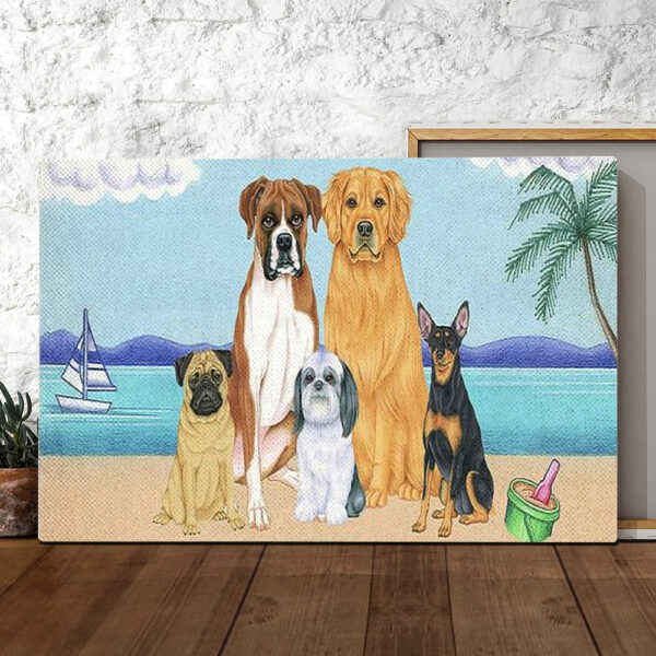 Dog Landscape Canvas – Great Outdoors Lakeside – Canvas Print – Dog Painting Posters – Dog Canvas Art – Dog Wall Art Canvas – Furlidays