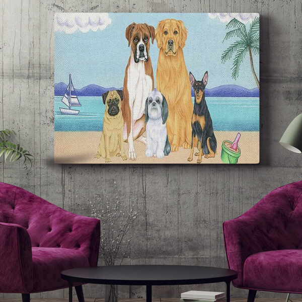Dog Landscape Canvas – Great Outdoors Lakeside – Canvas Print – Dog Painting Posters – Dog Canvas Art – Dog Wall Art Canvas – Furlidays