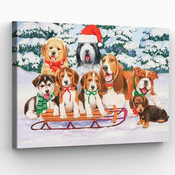 Dog Landscape Canvas – Sled Dogs – Canvas Print – Dog Painting Posters – Dog Canvas Art – Dog Wall Art Canvas – Furlidays