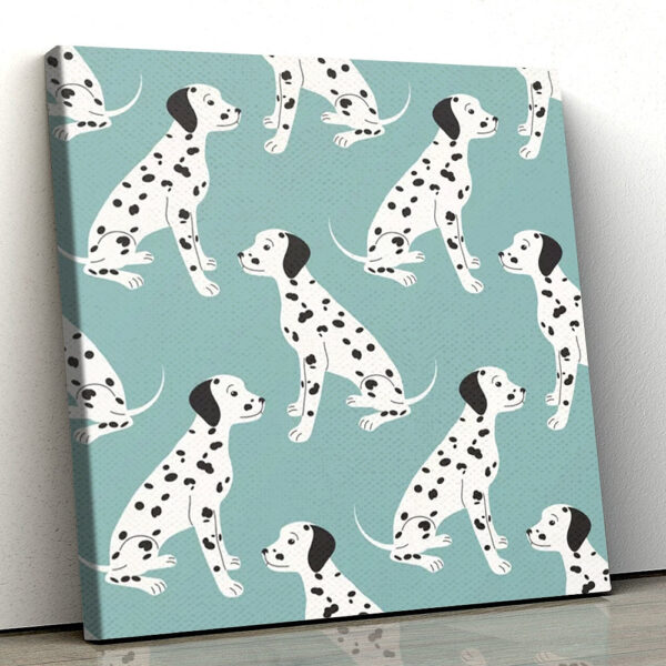 Dog Square Canvas – Seamless Pattern With Cute Dalmatian – Canvas Print – Dog Canvas Print – Dog Wall Art Canvas – Furlidays