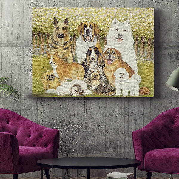 Dog Landscape Canvas – Dogs In May – Canvas Print – Dog Painting Posters – Dog Canvas Art – Dog Wall Art Canvas – Furlidays
