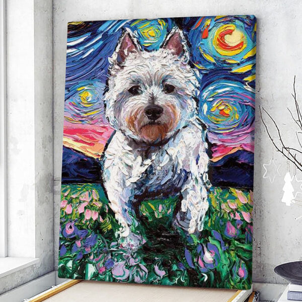 Portrait Canvas – Westie Night – Dog Canvas – Canvas Print – Dog Canvas Print – Dog Wall Art Canvas – Furlidays
