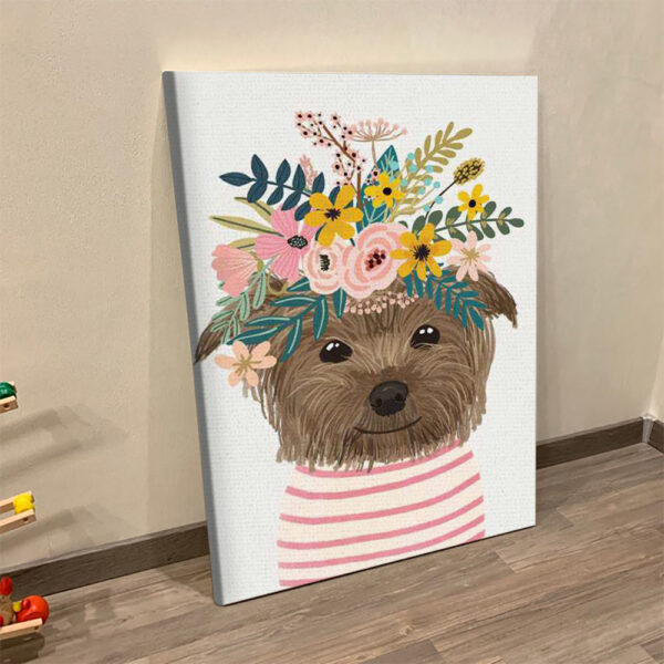 Portrait Canvas – Yorkshire Flowers – Canvas Print – Dog Poster Printing – Dog Wall Art Canvas – Furlidays