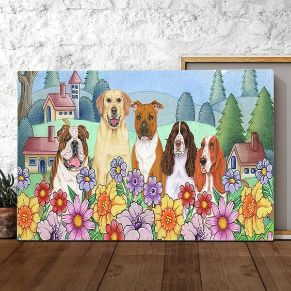Dog Landscape Canvas – Great Outdoors Village Canvas Print – Dog Painting Posters – Dog Canvas Art – Dog Wall Art Canvas – Furlidays