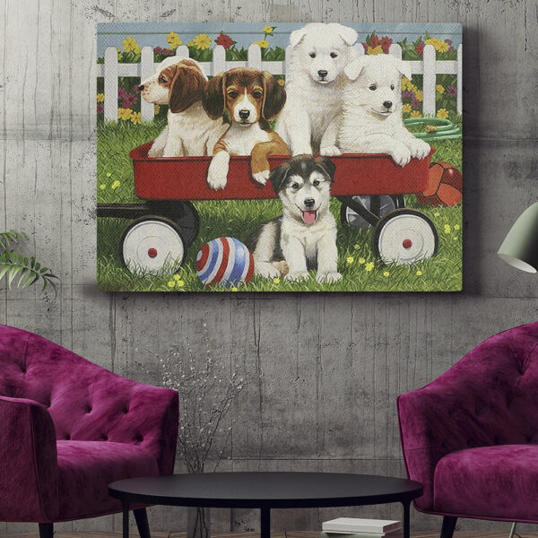 Dog Landscape Canvas – Puppy Play Date – Canvas Print – Dog Painting Posters – Dog Canvas Art – Dog Wall Art Canvas – Furlidays
