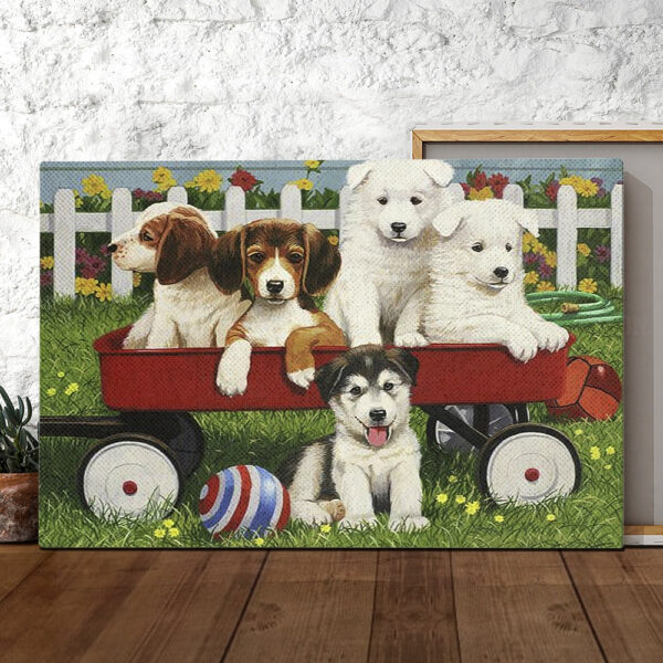 Dog Landscape Canvas – Puppy Play Date – Canvas Print – Dog Painting Posters – Dog Canvas Art – Dog Wall Art Canvas – Furlidays