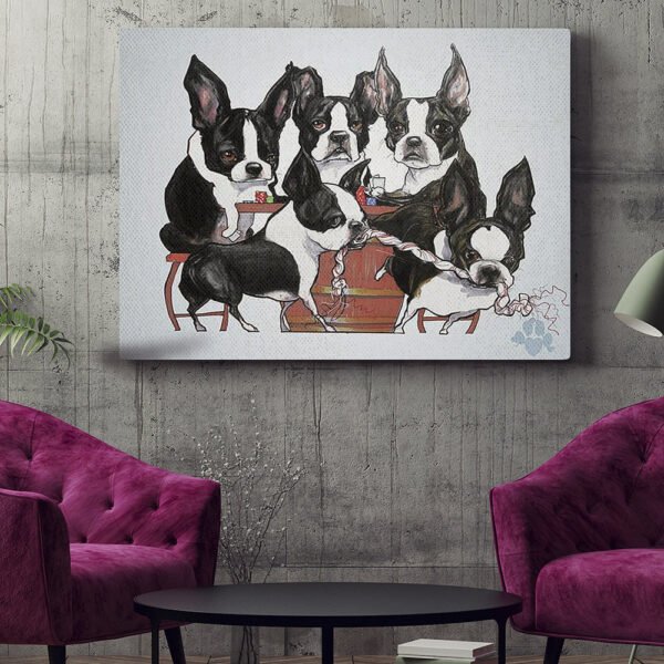 Dog Landscape Canvas – Boston Terrier – Dog Painting Posters – Dog Canvas Art – Dog Wall Art Canvas – Furlidays