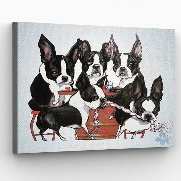 Dog Landscape Canvas – Boston Terrier – Dog Painting Posters – Dog Canvas Art – Dog Wall Art Canvas – Furlidays