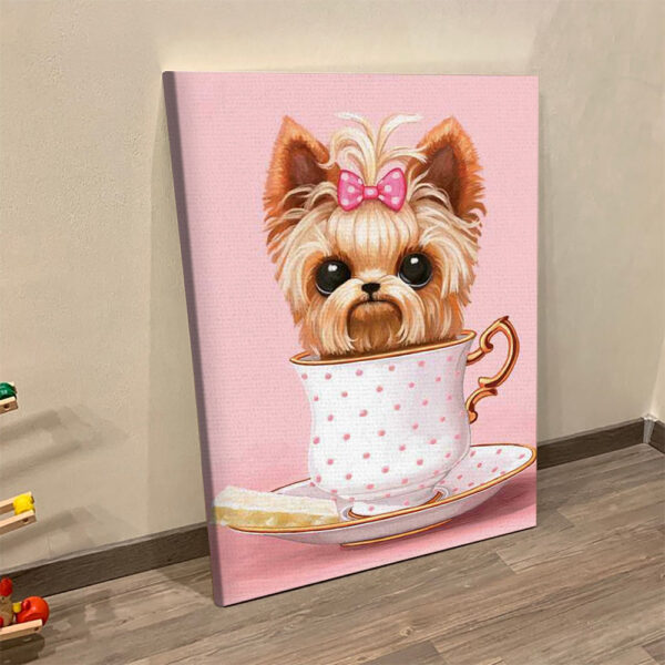 Portrait Canvas – Yorkie In A Teacup – Canvas Print – Dog Canvas Print – Dog Wall Art Canvas – Furlidays
