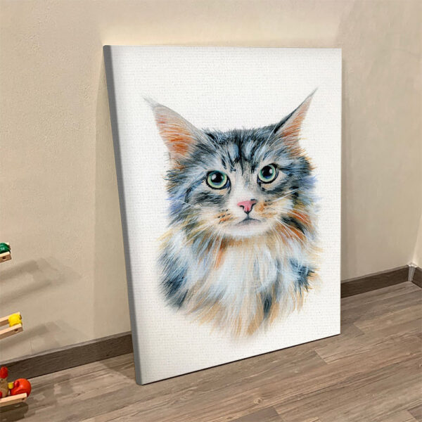 Cat Portrait Canvas – Watercolor Cat Painting – Cat Wall Art Canvas – Cats Canvas Print – Furlidays
