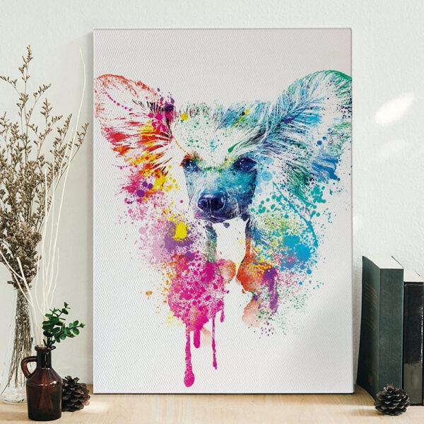 Dog Portrait Canvas – Chinese Crested Dog – Watercolor Portrait On Canvas – Dog Canvas Art – Dog Wall Art Canvas – Furlidays