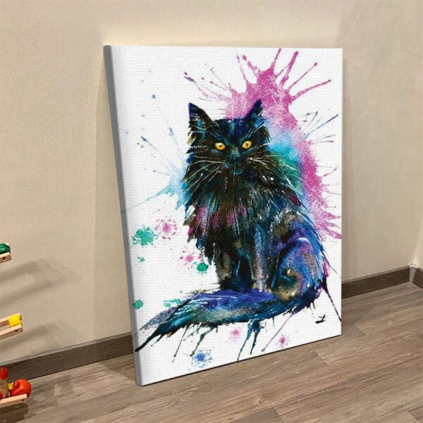 Cat Portrait Canvas – Black Cat – Canvas Print – Cat Wall Art Canvas – Canvas With Cats On It – Furlidays
