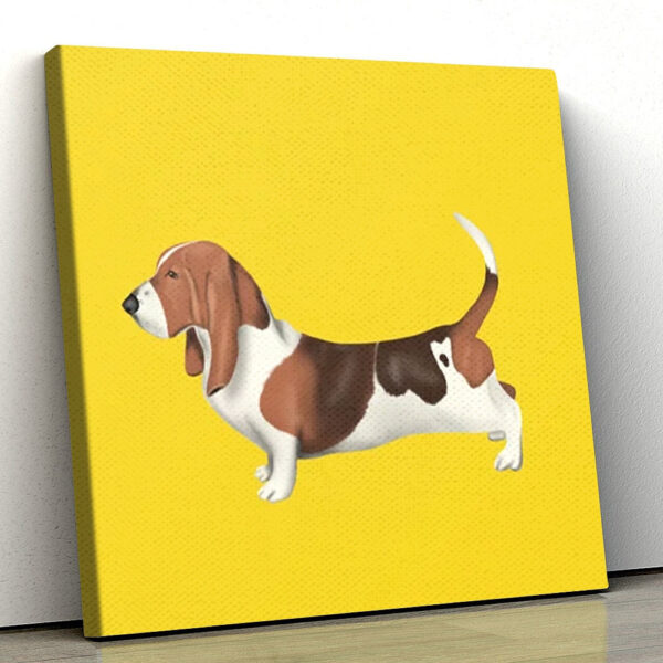 Dog Square Canvas – Basset Hound In Profile – Yellow Canvas Print – Canvas With Dogs On It – Dog Canvas Print – Furlidays