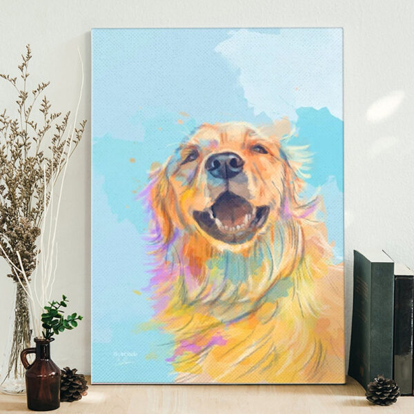 Dog Portrait Canvas – Golden Smile – Canvas Print – Dog Poster Printing – Dog Canvas Art – Furlidays