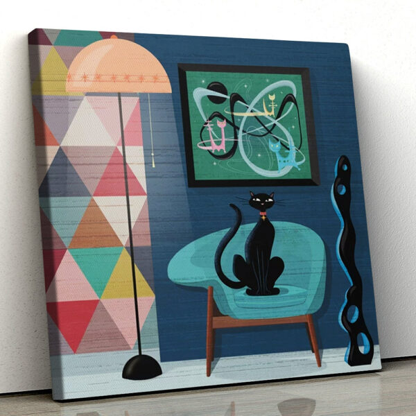 Cat Square Canvas – Cat Wall Art Canvas – Black Cat Canvas Print – Canvas With Cats On It – Furlidays