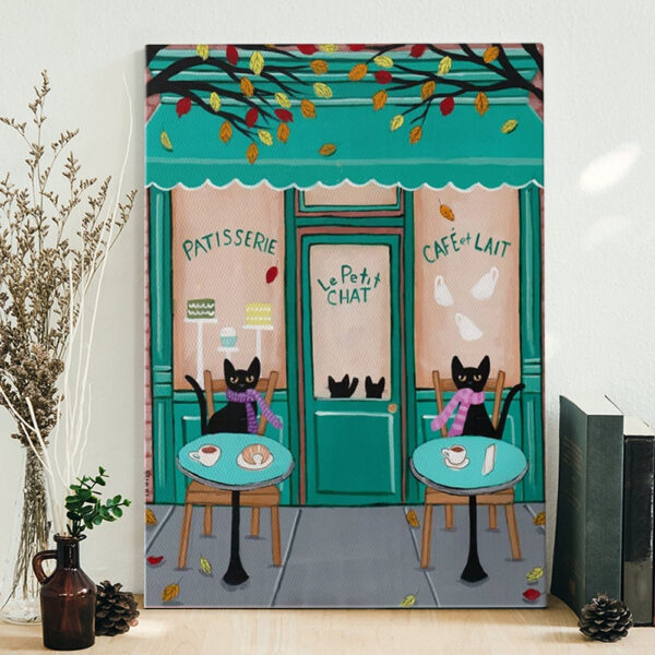 Cat Portrait Canvas – Paris Cafe For Cats – Canvas Print – Canvas With Cats On It – Cat Wall Art Canvas – Furlidays