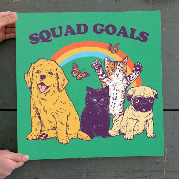 Dog Square Canvas – Squad Goals – Dog Canvas Print – Dog Canvas Art – Dog Painting Posters – Dog Wall Art Canvas – Furlidays