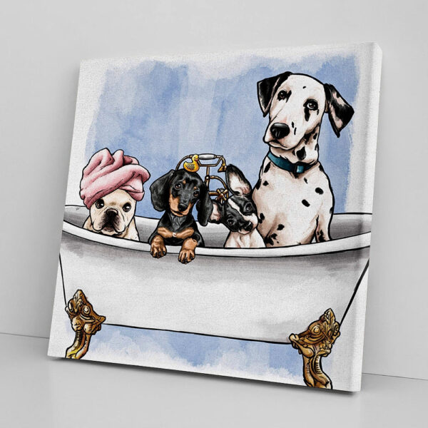 Dog Square Canvas – Pets In The Tub – Wall Art Decor – Canvas Art Print – Dog Poster Printing – Furlidays