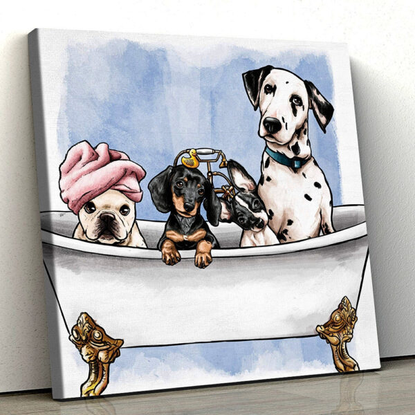 Dog Square Canvas – Pets In The Tub – Wall Art Decor – Canvas Art Print – Dog Poster Printing – Furlidays