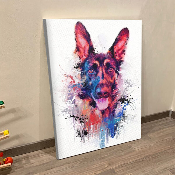 Dog Portrait Canvas – Drippy Jazzy German Shepherd Colorful – Dog Canvas Print – Dog Canvas Art – Furlidays