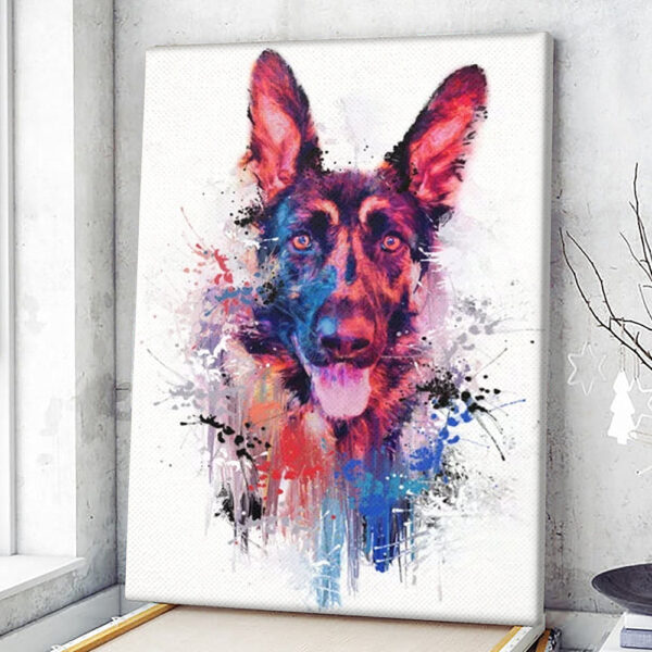 Dog Portrait Canvas – Drippy Jazzy German Shepherd Colorful – Dog Canvas Print – Dog Canvas Art – Furlidays