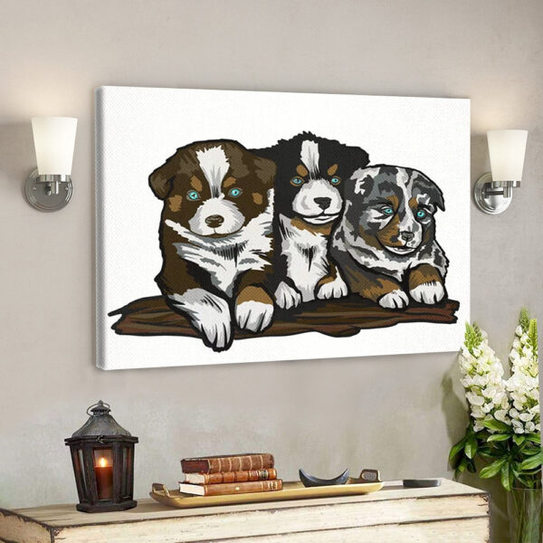 Dog Landscape Canvas – Australian Shepherd Puppy – Canvas Print – Canvas With Dogs On It – Dog Wall Art Canvas – Furlidays
