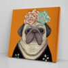 Dog Square Canvas – Frida Pug – Canvas Print – Dog Painting Posters – Dog Canvas Art – Furlidays