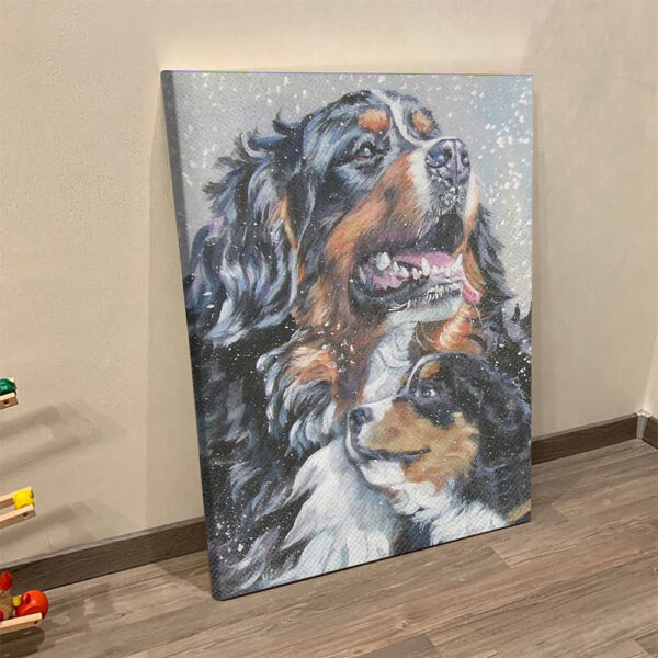 Dog Portrait Canvas – Bernese Mountain Dog With Pup Canvas Print – Dog Wall Art Canvas – Furlidays