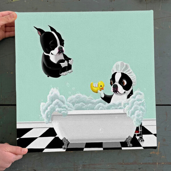 Dog Square Canvas – Bath Time – Canvas Print – Dog Wall Art Canvas – Dog Canvas Print -Canvas With Dogs On It – Furlidays