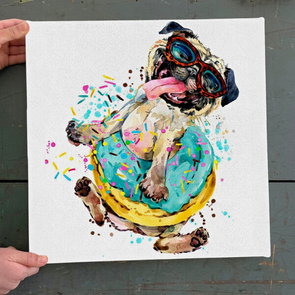 Dog Square Canvas – Watercolor Art Print – Pug Dog – Dog Wall Art Canvas – Dog Canvas Art – Furlidays